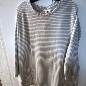 Jill tunic top, XL, gray and white stripes